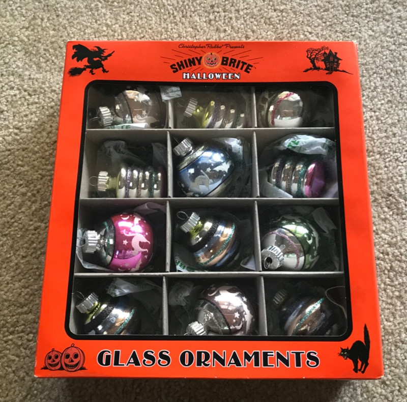 NEW 12 PASTEL CHRISTOPHER RADKO Shiny Brite Halloween Glass Ornaments HTF