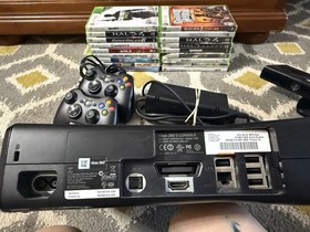 Xbox 360 Console Black With Kinect, 2 Controllers & Charger,  & 18 Games Bundle