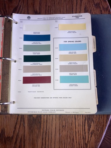 Vtg 1954-60 Ditzler Automotive Finishes Paint Color Book 190 Pages 96 w/ Chips - Picture 17 of 21