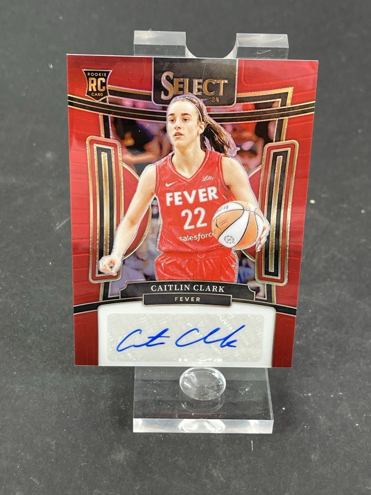 CAITLIN CLARK RC 2024 PANINI Prizim Select WNBA  SG-CC SIGNATURES Auto RED 31/99 view 4
