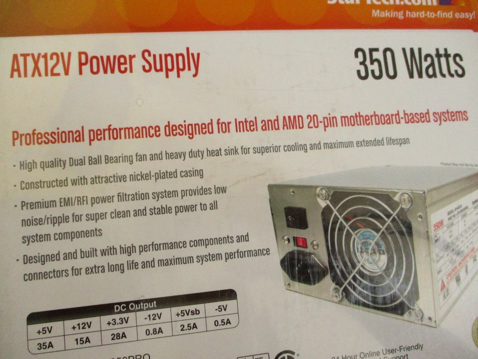 StarTech ATX12V Computer PC Power Supply 350 Watts ATXPOW350PRO - Image 4 of 4