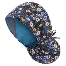 Satin Lined Scrub Cap With Buttons Ponytail Surgical Hat Women Nurse Gift