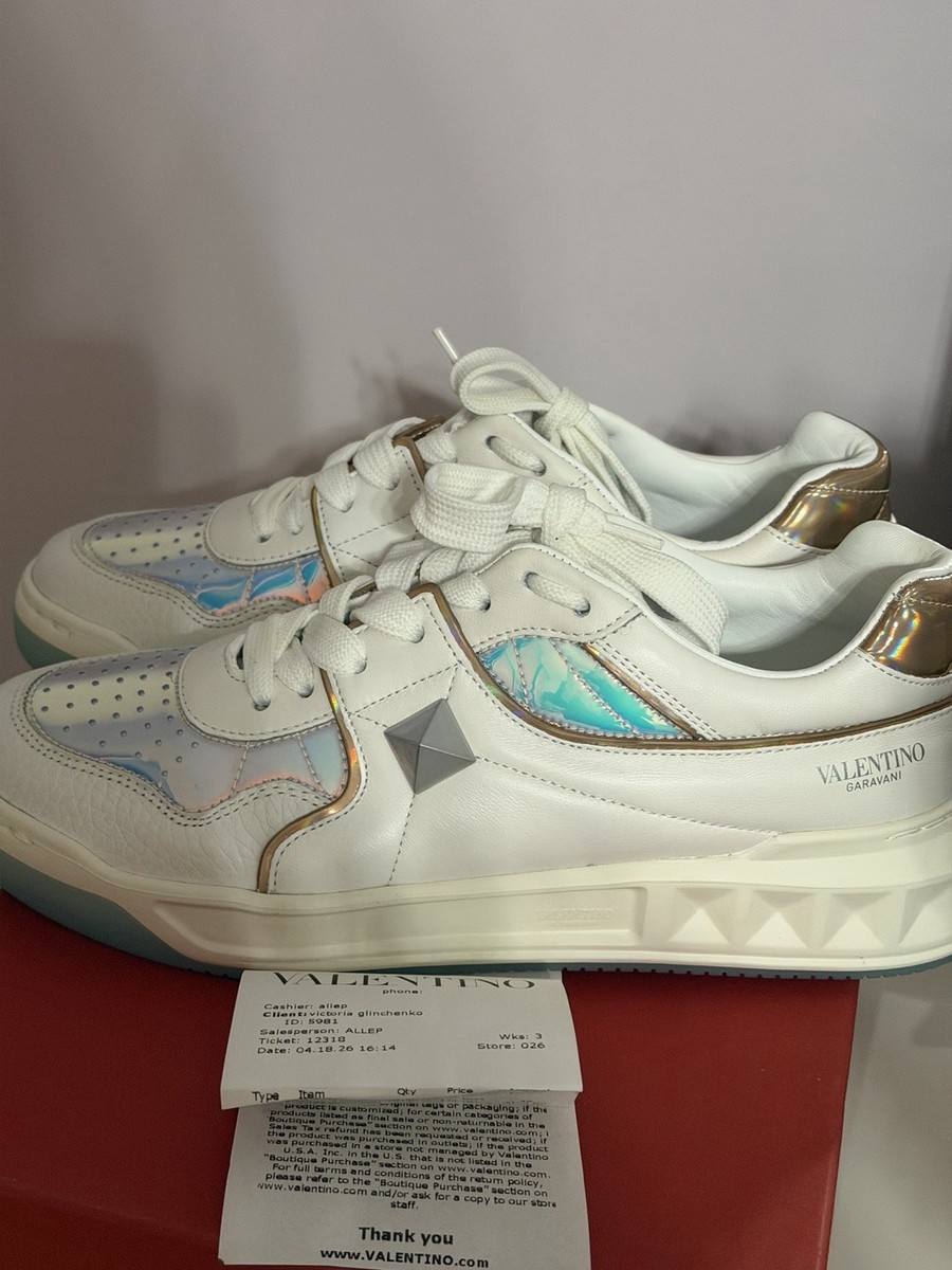 VALENTINO GARAVANI One Stud Metallic Low Top Leather Sneaker 39 US