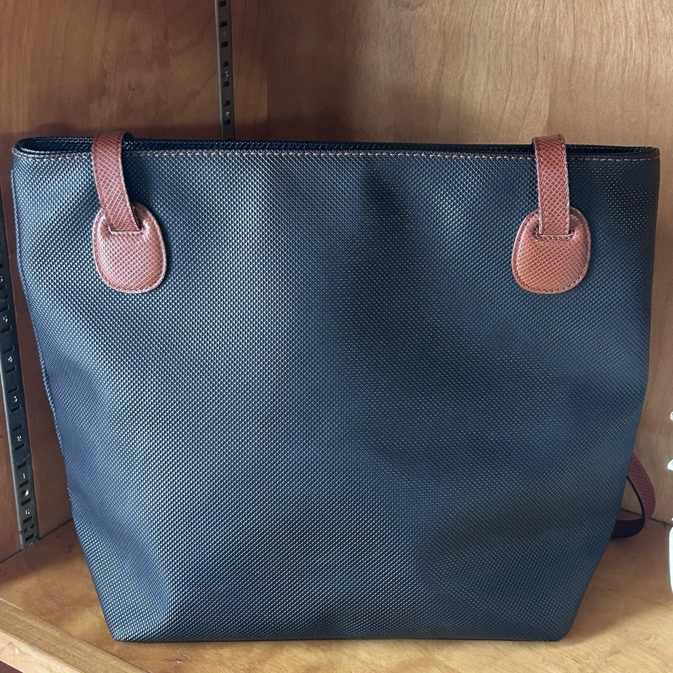 Bolso de Mano Bottega Veneta Negro Lona Recubierta Cuero Marco Polo De Colección Italia Años 80 Foto 3 de 4