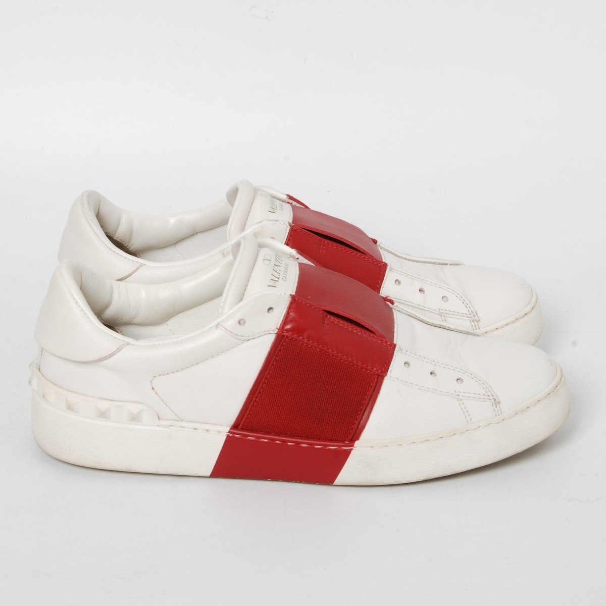 Valentino Women White Red Sneakers Leather Low Top Athletic
