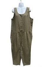 Eileen Fisher Olive Organic Cotton Crepe Jumpsuit Size Large Orig 228