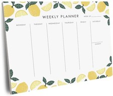 Weekly Planner Notepad - 9x7  inches, 52 tear off sheets - 2024 Undated Lemon