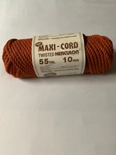 "MAXI-CORD" Twisted Herculon Macrame Craft Cord Brushes Out 55 Yards 1mm Orange