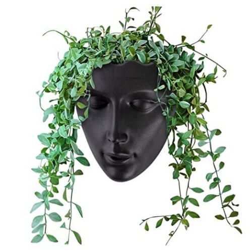 6.7" Tall Hanging Planter Wall Flower Pot for Garden Balcony Black Resin