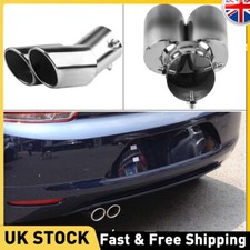 Universal Twin Dual Exhaust Trim Tip Double Muffler Pipe Chrome Tail Throat 63mm