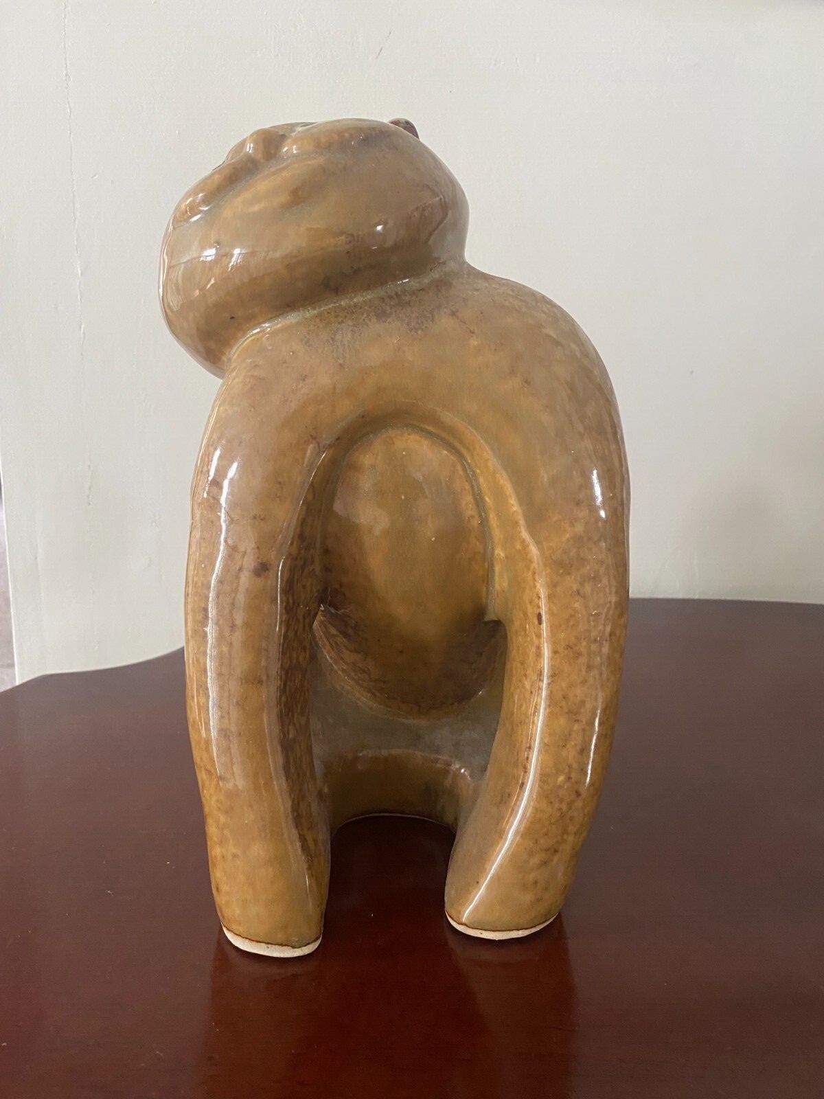 Large Pottery Glazed Brown Cat Home or Garden Animal Ornament eBay