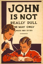 TEACHER JOHN IS NOT REALLY DULL EYE EXAME CHILDREN READING VINTAGE POSTER REPRO