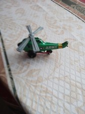 Tin Litho Army Helicopter Friction Toy Made In Japan Green Rotating Blade 3-1/2"