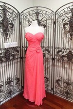 L261 BILL LEVKOFF 985 CORAL SZ 12 253 FLORAL ACCENT FORMAL GOWN DRESS