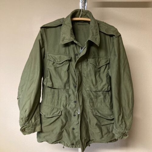 Vintage 1950s Spec Mil J 11448 OMC Field Jacket Small Full Zip Green Pockets - Afbeelding 1 van 11