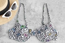 ZAFUL Butterfly Print Underwire High Leg Ribbed Bikini Swimwear M USA:6