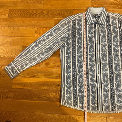 Zagiri Mens Button Front Long Sleeve Floral Embroidery Flower Dress Shirt Large - Picture 9 of 11