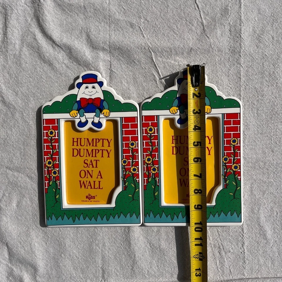 Vtg RUSS Humpty Dumpty Free Standing 4x6 Picture Frames Primary colors - Image 4 of 4