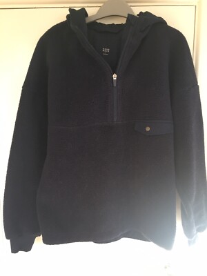 M S Ladies Navy Blue Hooded Fleece Size UK