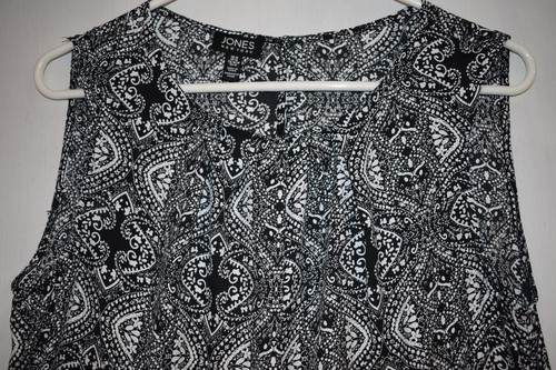Jones New York Blouse Women's Medium Black White Striped Tank Top Sleeveless - Picture 5 of 8