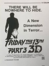 FRIDAY THE 13th PART 3 3D Movie Mini Ad Sheet Promo Advertising Poster Clip Art