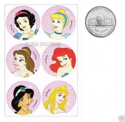 60 Disney Princess Dot Stickers Kid Reward Party Goody Loot Bag
