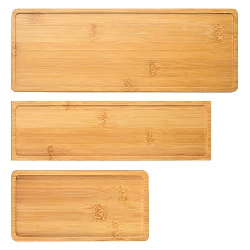 Rectangle Natural Bamboo Tray Plant Succulent Pot Saucer Wooden Bathroom Counter - Picture 3 of 11