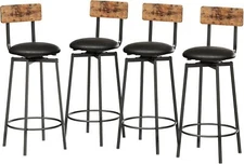 Bar Stools Set of 4 Thick Pu Upholstered Barstools with Footrest Wider Base