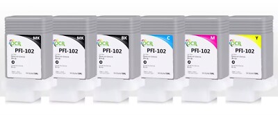 6X PFI-102 Compatible Ink Cartridge for Canon IPF500 IPF510 IPF610 IPF700 IPF710