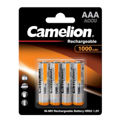 6 x Akku 1,2V 1000mAh Micro AAA HR03 NiMH 1,2 Volt wiederaufladbar Camelion