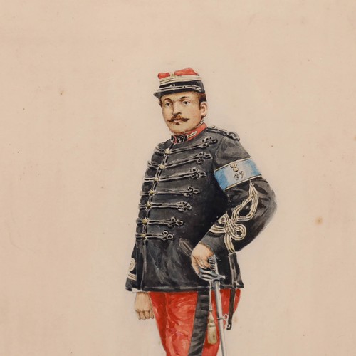 C. Kossbuhl - Framed 1887 Watercolour, Portrait of a French Military Officer - Picture 4 of 7