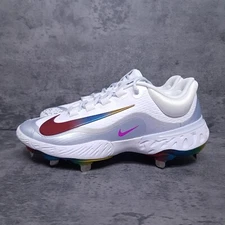 NIKE Alpha Huarache Elite 4 Low Metal Baseball Cleats Mens 7 Womens 8.5 Rainbow