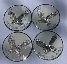 Wire Wheel Chips Centerchips Emblems 2 58 67mm White Chrome Eagle Roadster