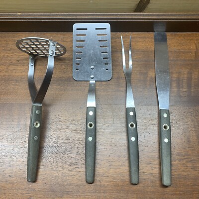 Flint Arrowhead Utensils 4 Piece Set Spatula Potato Masher Spreader USA Hole