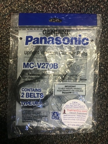 2 (Two) Genuine Panasonic MC-V270B UB8 Vacuum Cleaner Belts Made In USA