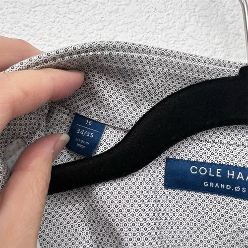 Cole Haan Men's Dress Shirt Size 16 34/35 Grand OS Slim Fit Gray Long Sleeve - Picture 6 of 8