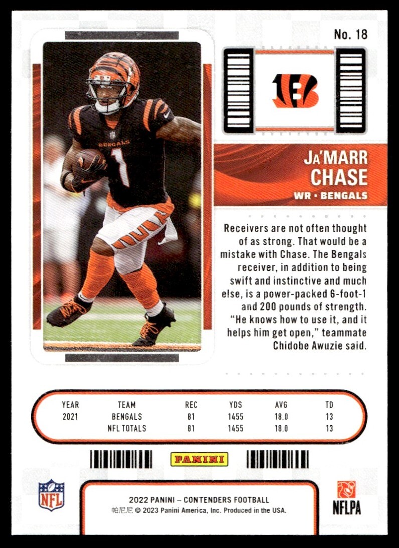 2022 Panini Contenders Season Ticket Ja'Marr Chase G178 #18 | eBay