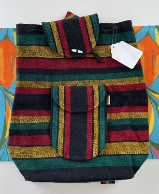 Pinzon Jamaican rasta backpack PINZON Large Unisex Hippie Backpack Woven Canvas Rucksack  main image 3