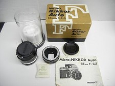 Nikon Micro-Nikkor Auto 55mm 3.5 Non-Ai lens W/ M Extension Ring/Box case.