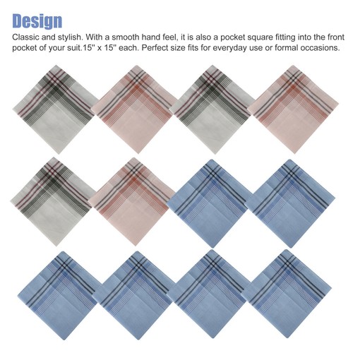 12 Pcs Men Handkerchiefs Classic Hankies Hanky Pocket Square Handkerchief Random - Picture 4 of 9