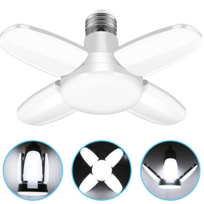 LED Garage Light Bulb E27 / E26 Deformable Ceiling Fixture Lights Workshop Lamp 
