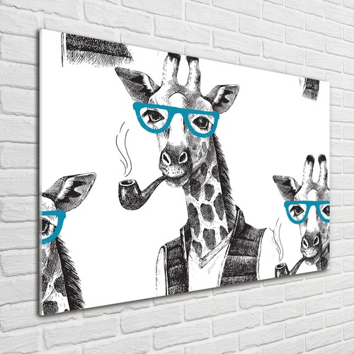 Tableau Déco Léopard Sur Verre Trempé 100x70 Cm - Marque Tulup - Style Moderne Noir Et Blanc - Neuf