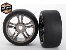 Traxxas 6479 Tires  wheels assembled glued split-spoke black chrome S1 X01 2 
