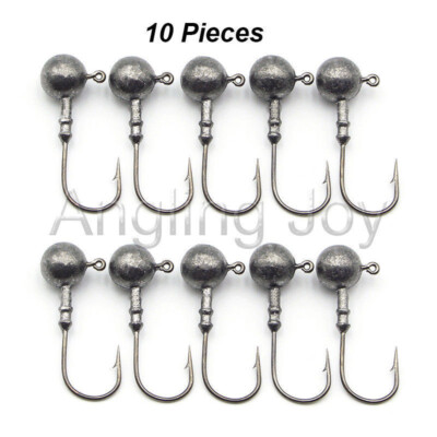 50 Pieces 90 Degree Round Jig Head Exposed Lead Head Hook Barbed Fishing Hook 