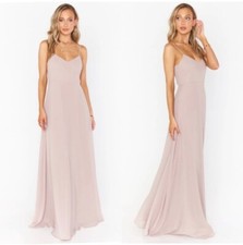 Show Me Your MuMu Faith Maxi Formal Bridesmaid Dress in Soft Beige Chiffon sz S