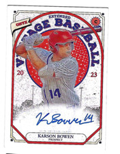 KARSON BOWEN 2023 ONYX VINTAGE EXTENDED BASEBALL ON CARD AUTO BLUE INK
