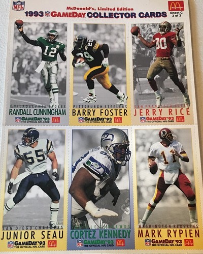 McDonalds 1993 Game Day Limited Edition Collector Cards Sheet A 1 Of 3 - Picture 6 of 9
