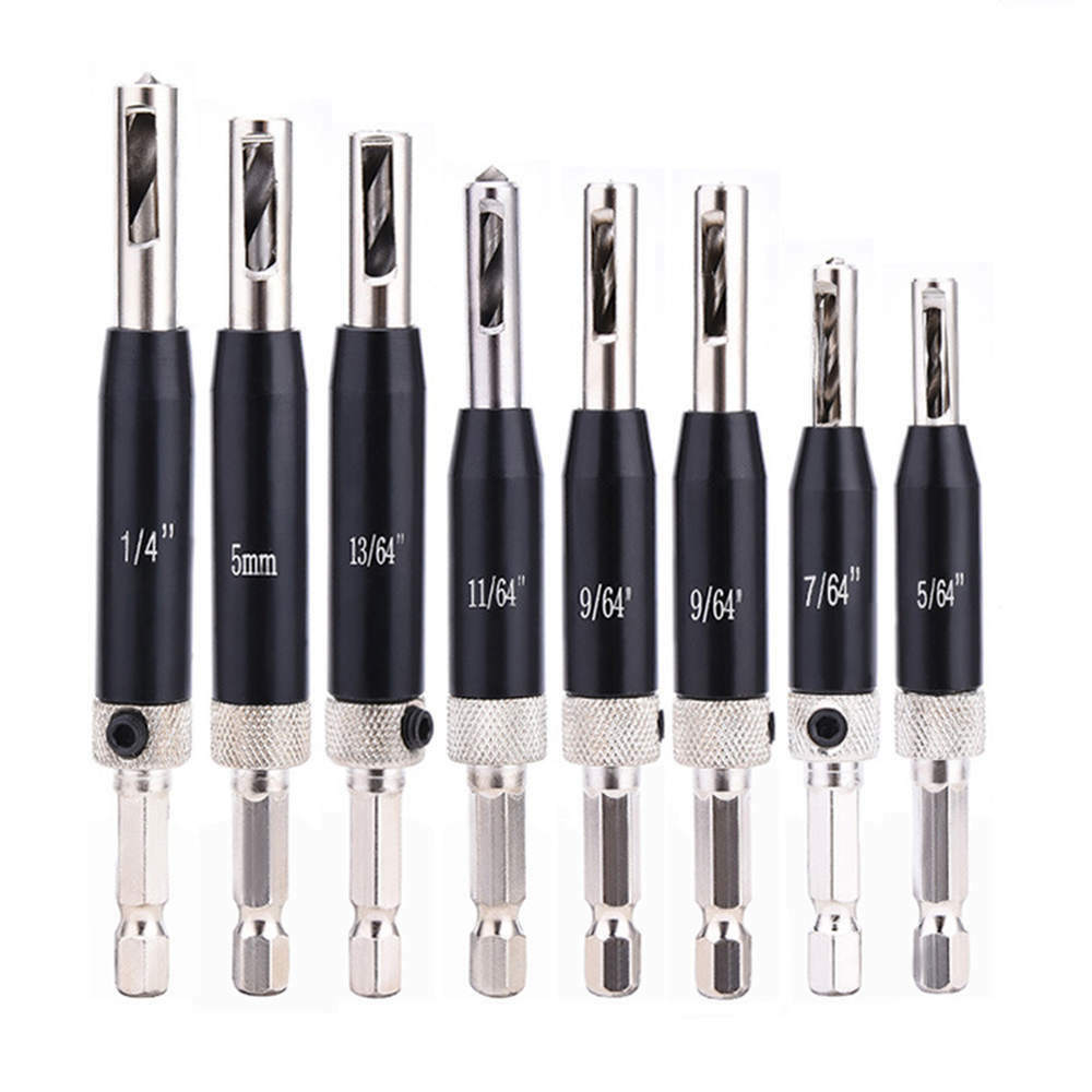 Selbstzentrierendes Bohrer-Set Mit 4 Scharnierbohrern – 1/4" Sechskantschaft, Für Fenster, Türen & Möbel