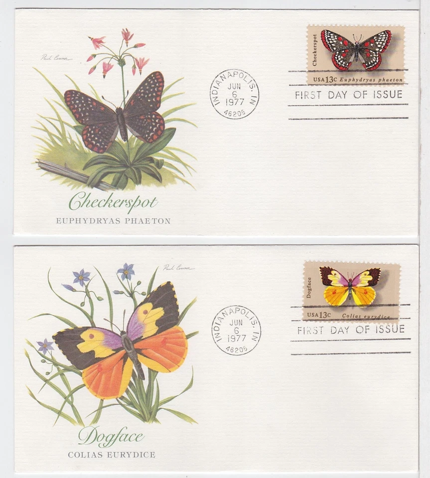 TurtlesTradingPost- Butterflies 1977  #1712-15  FDC- Fleetwood Cachet - 4 Covers - Image 2 of 4