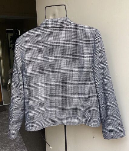 Dressbarn Lined Wool Blend Blazer, Black White Houndstooth Womans Size 14 Petite - Picture 4 of 14